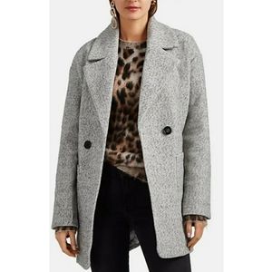 Avec Les Filles Gray Herringbone Weave Wool Blend Coat Size Medium